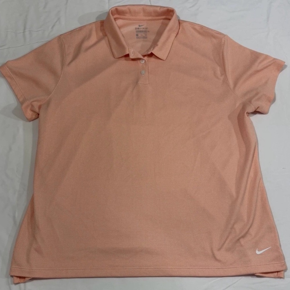 Nike Dri Fit Women's Polo Orange Size XL Golf Shirt EUC Short Sleeve